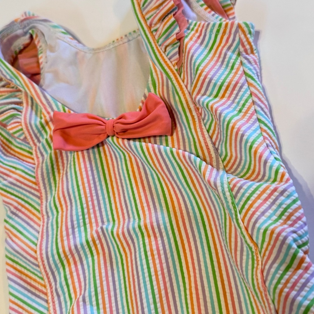Ruffle Butts Rainbow Seersucker Ruffle One Piece Swimsuit 18-24 M Swim Summer - Picture 3 of 6